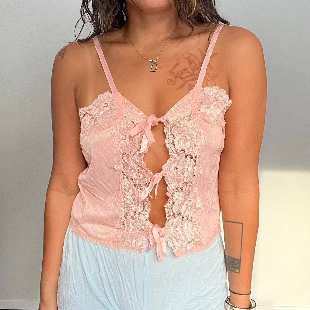 Coquette front tie top cotton
